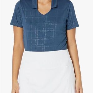 Adidas Women's Blue Checkered Golf Polo Shirt
